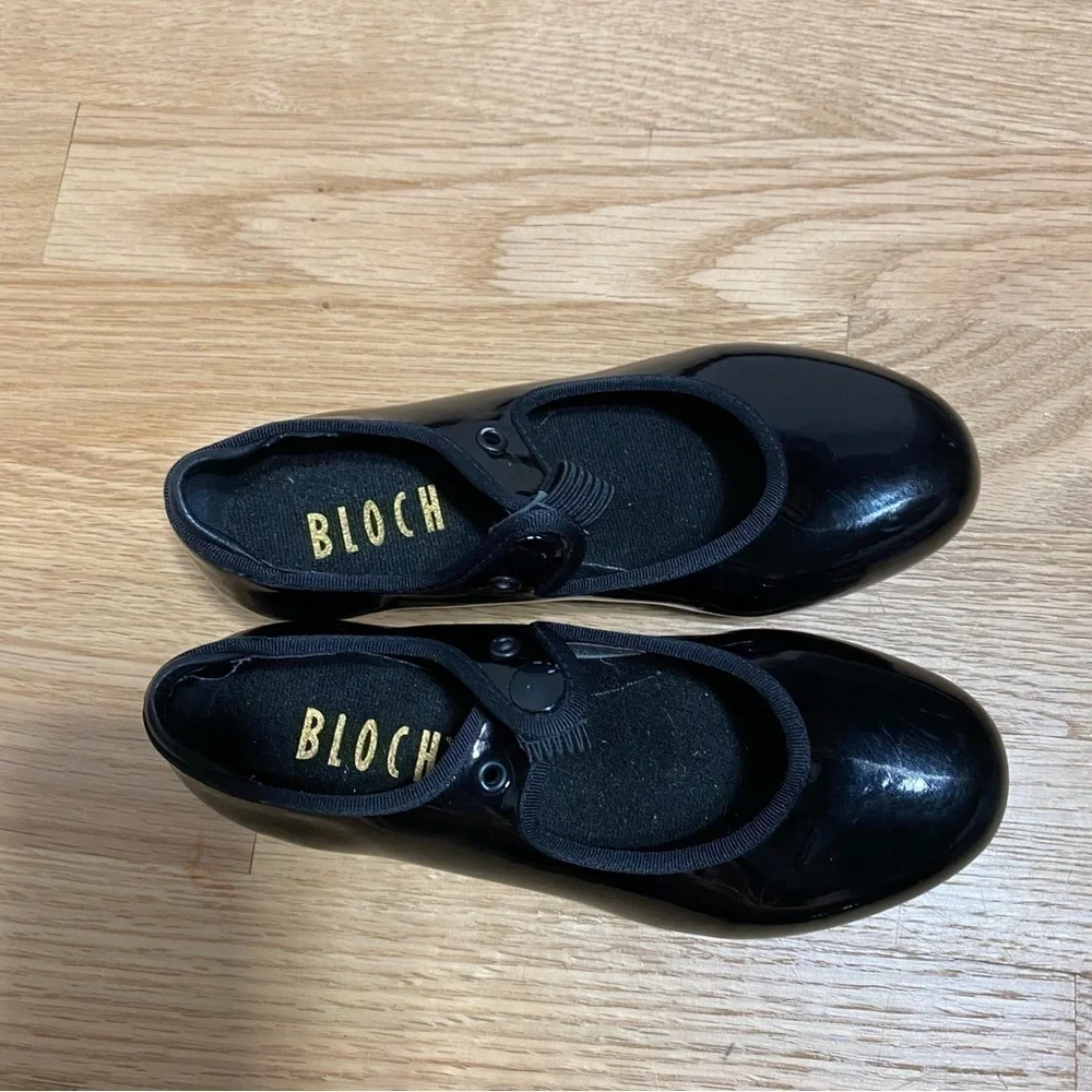 Bloch Tap Shoes Sz 12 1/2 Black Patent Girls Dance Dress Mary Jane
